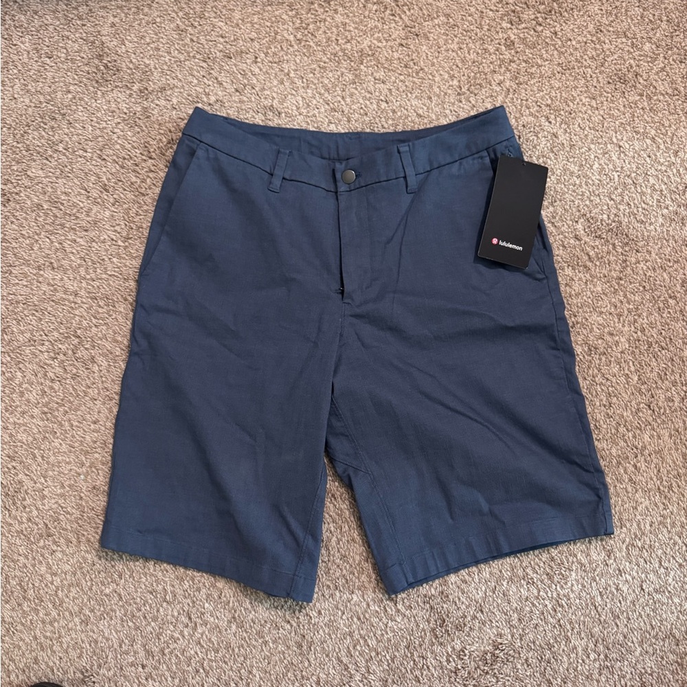 Lululemon Commission Short Relaxed 11” Blue Flat Front Shorts